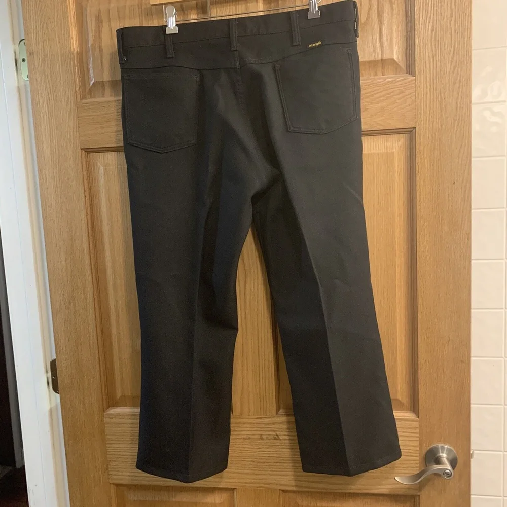 VINTAGE Wrangler Pants Mens 36X25 Black Bootcut Polyester Cowboy Western 38X30